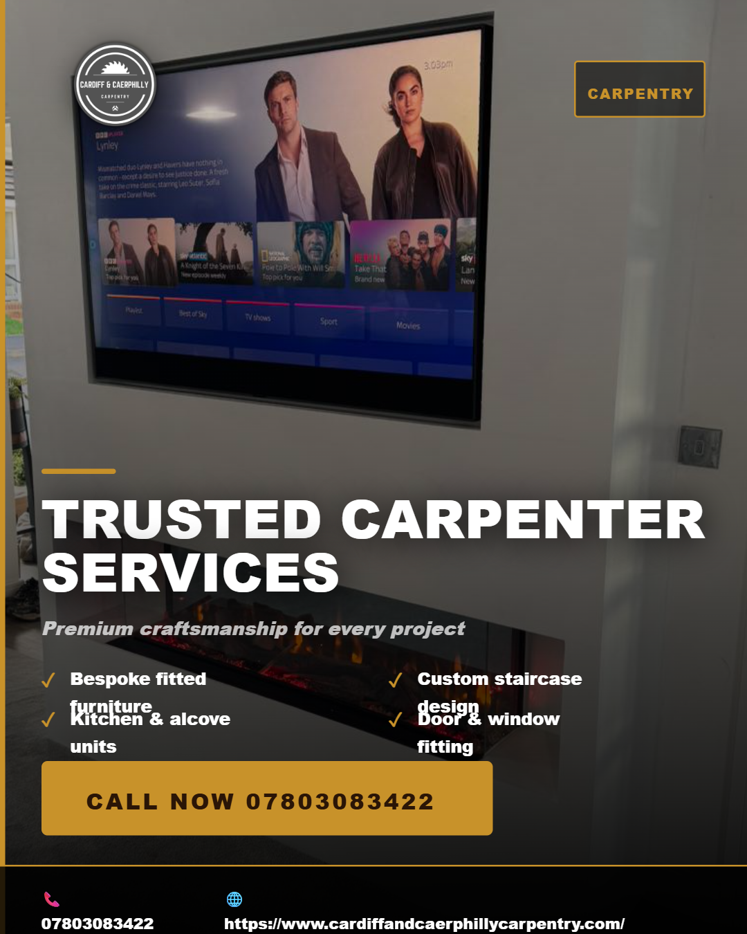 Promotional social media post for carpentry