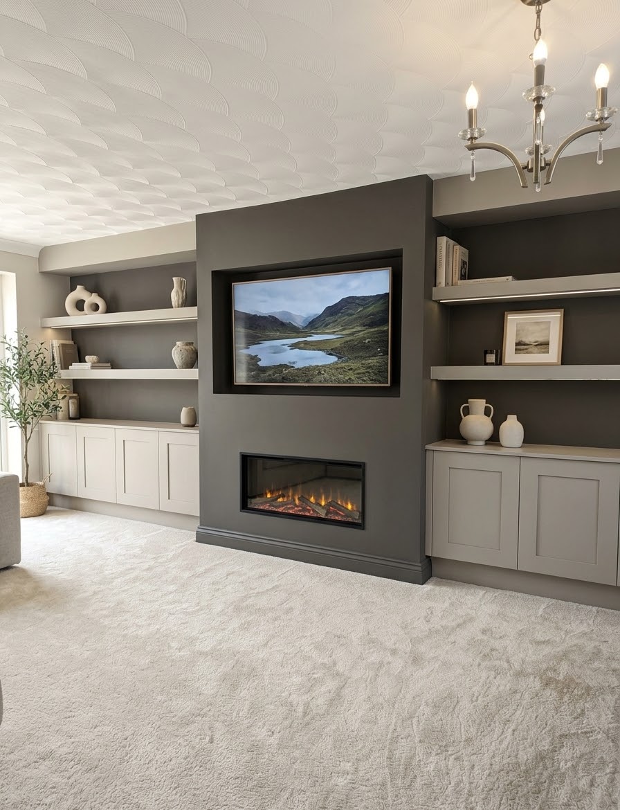Modern grey media wall