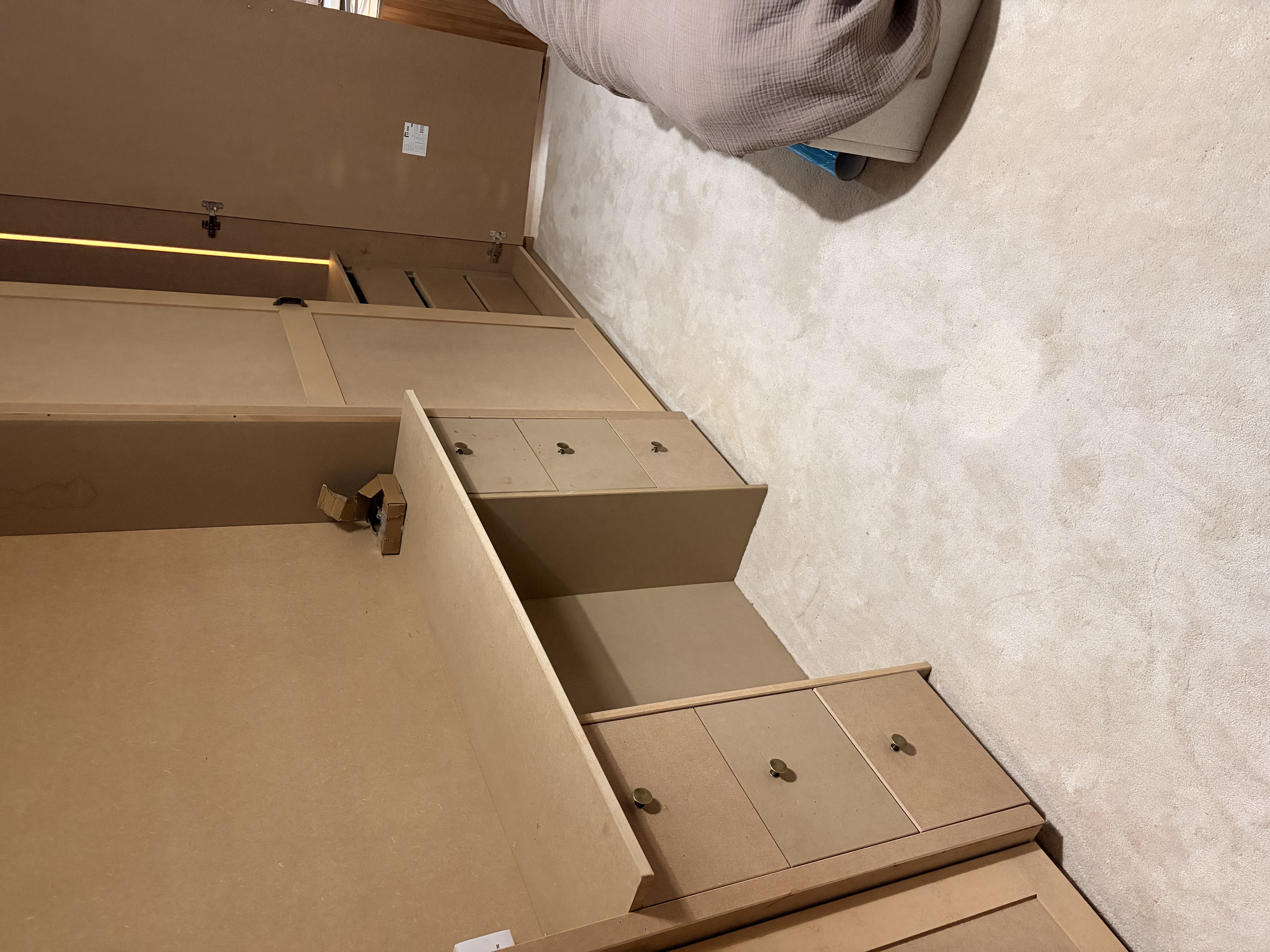 Built in wardrobes unpainted
