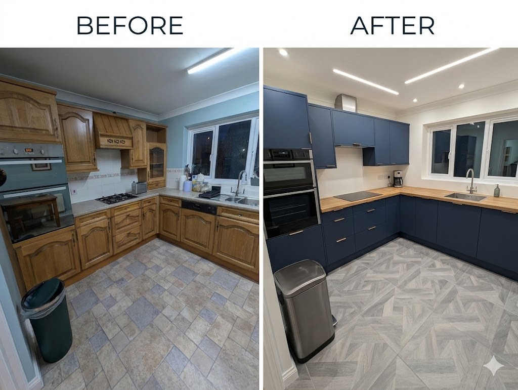 2 shots of kitchen face upgrade